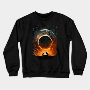 Two wolves blackhole Crewneck Sweatshirt